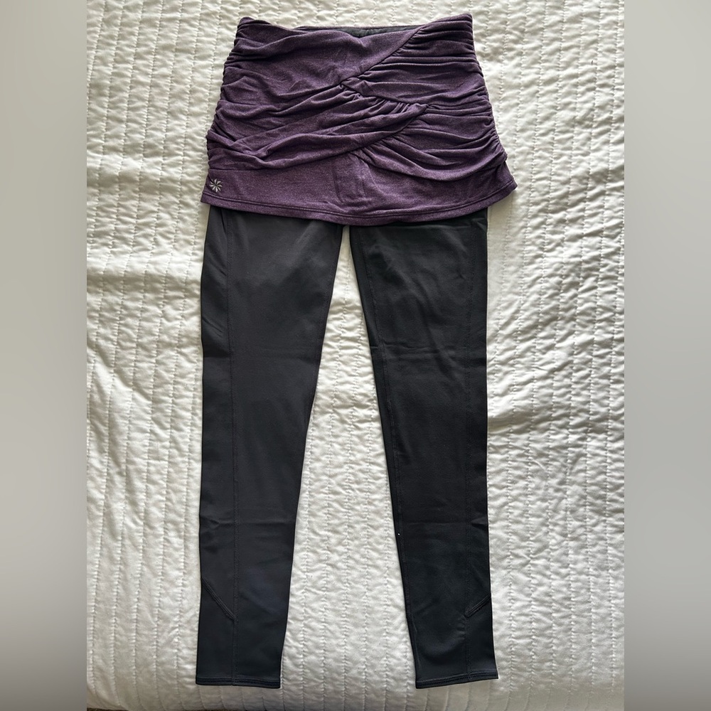 ATHLETA Yin Yang Skirted Athletic Leggings Gray Purple Skirt XSmall